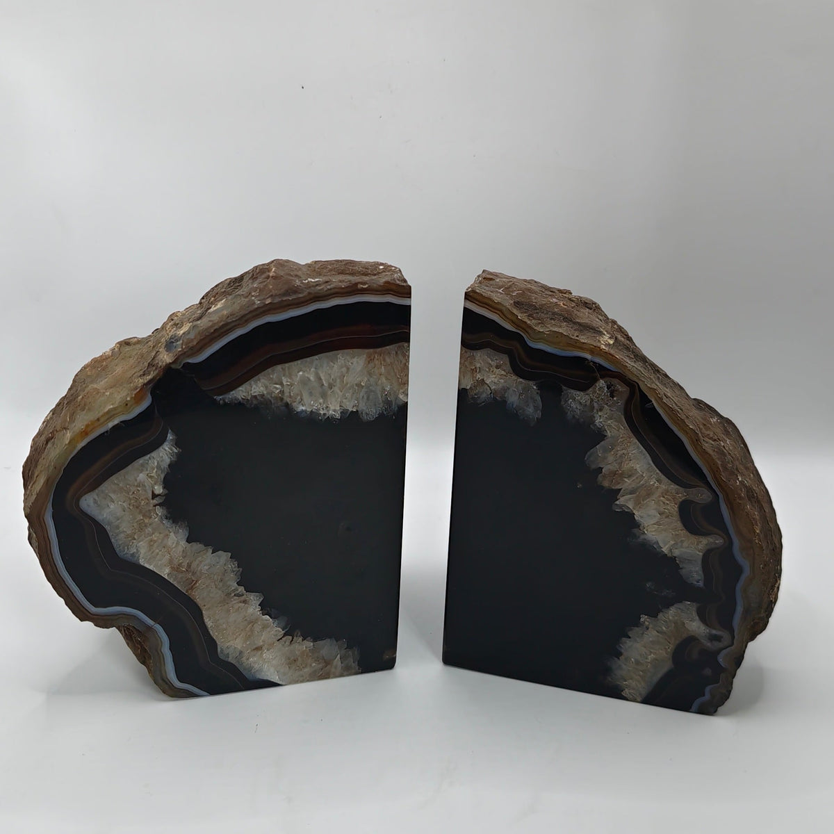 Natural Agate Bookends – Black, Beige & Brown (3.2kg)
