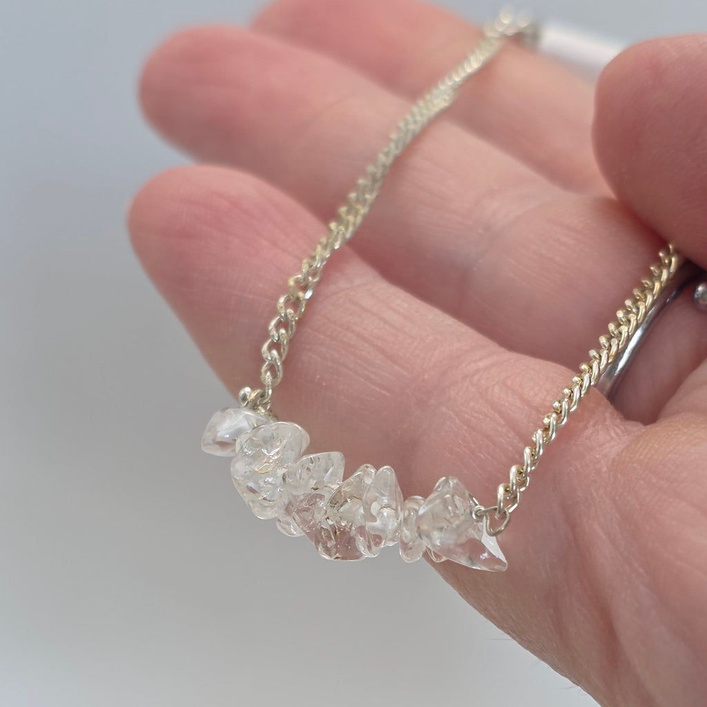 Silver Chain Chip Bracelet – Natural Gemstone Chip Bracelet – Choose Your Stone