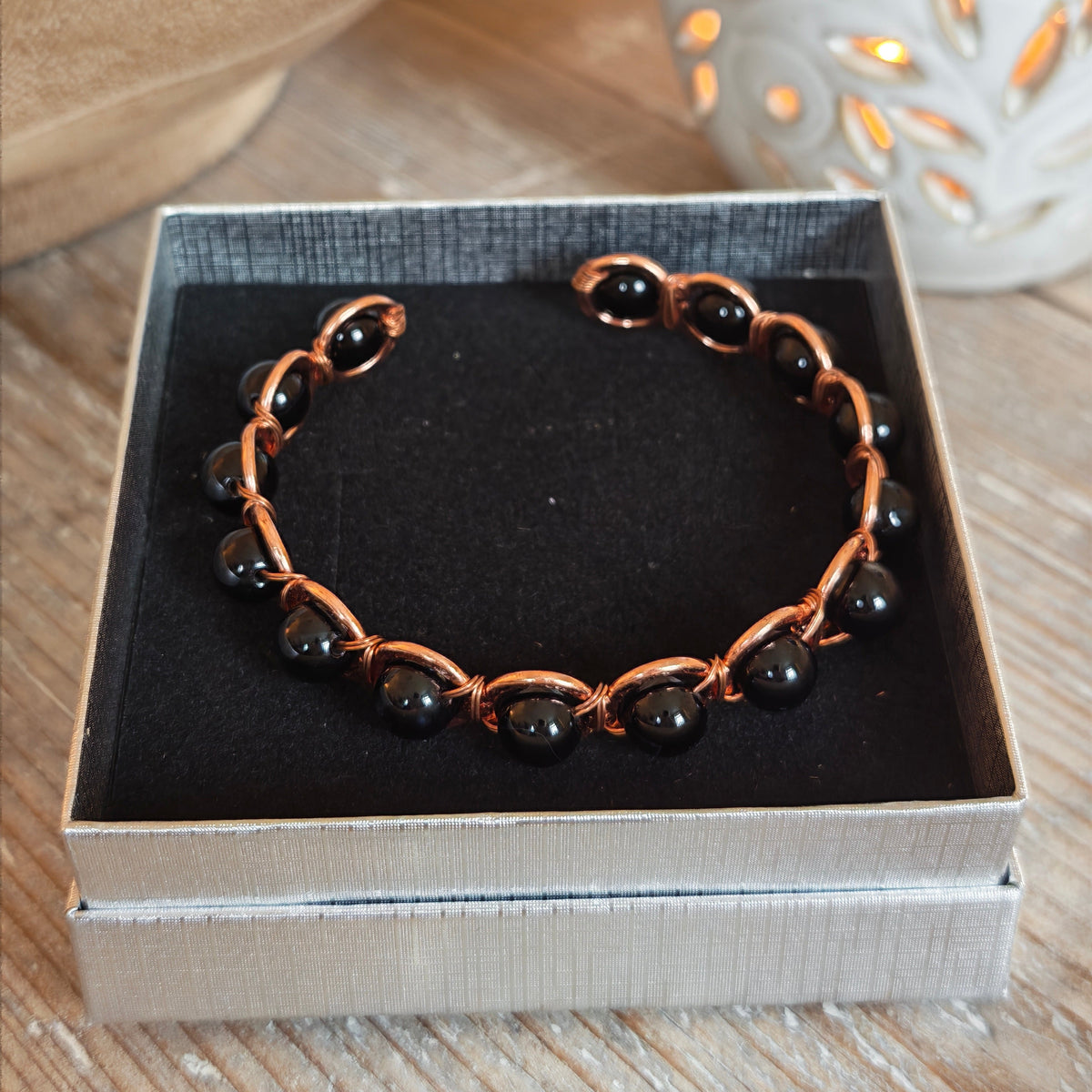 Copper & Black Obsidian Bracelet for Grounding | Inner Peace