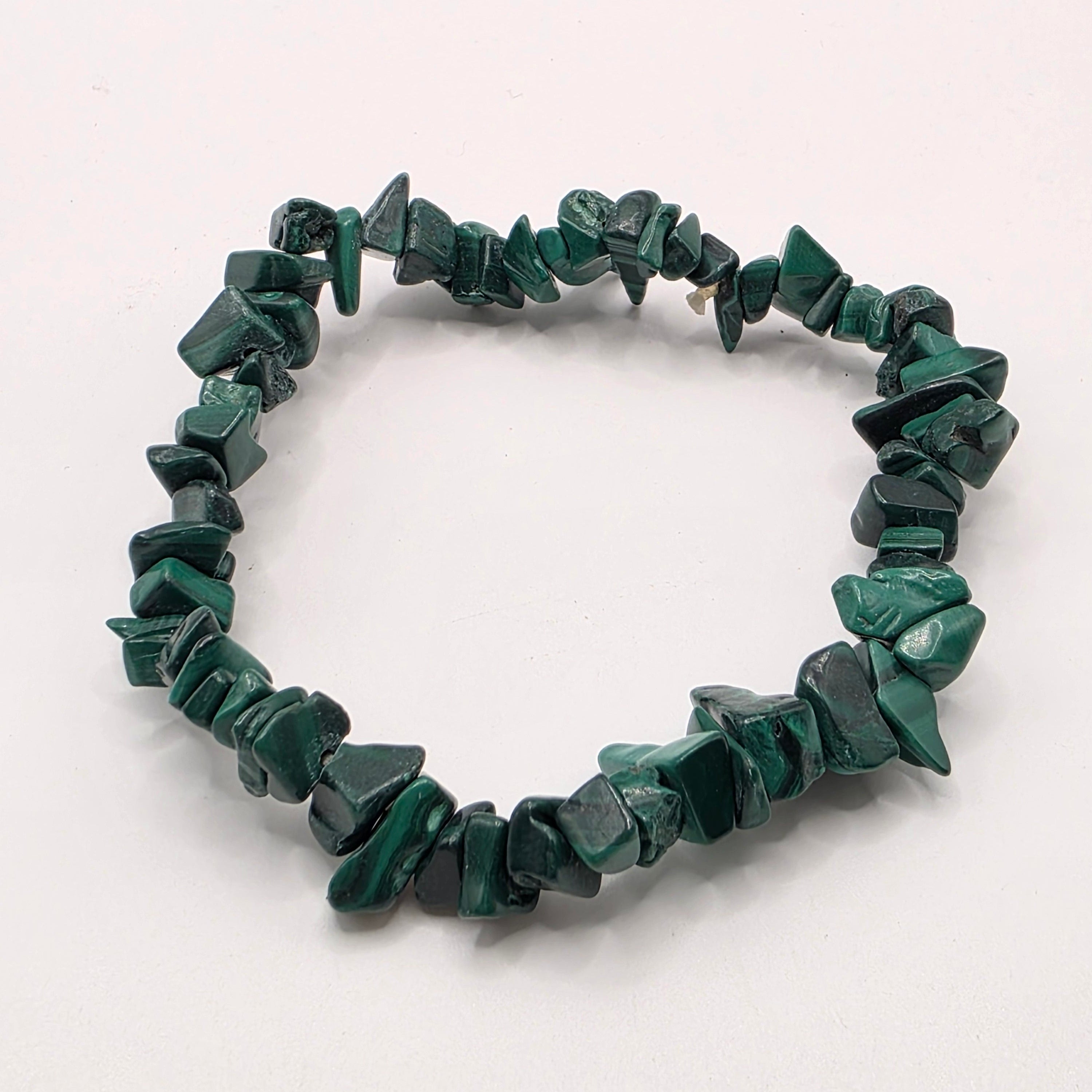 Malachite Chip Bracelet – Double Strung – Transformation & Emotional Healing – Crystal Healing on the Go