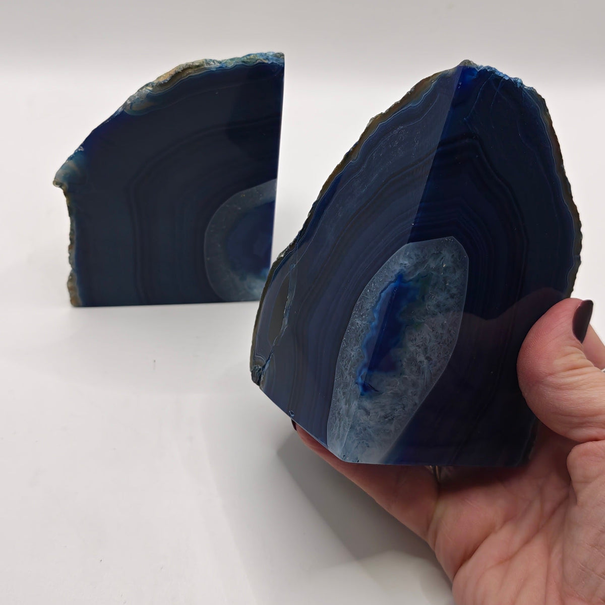 Deep Blue Agate Bookends – 1.4kg