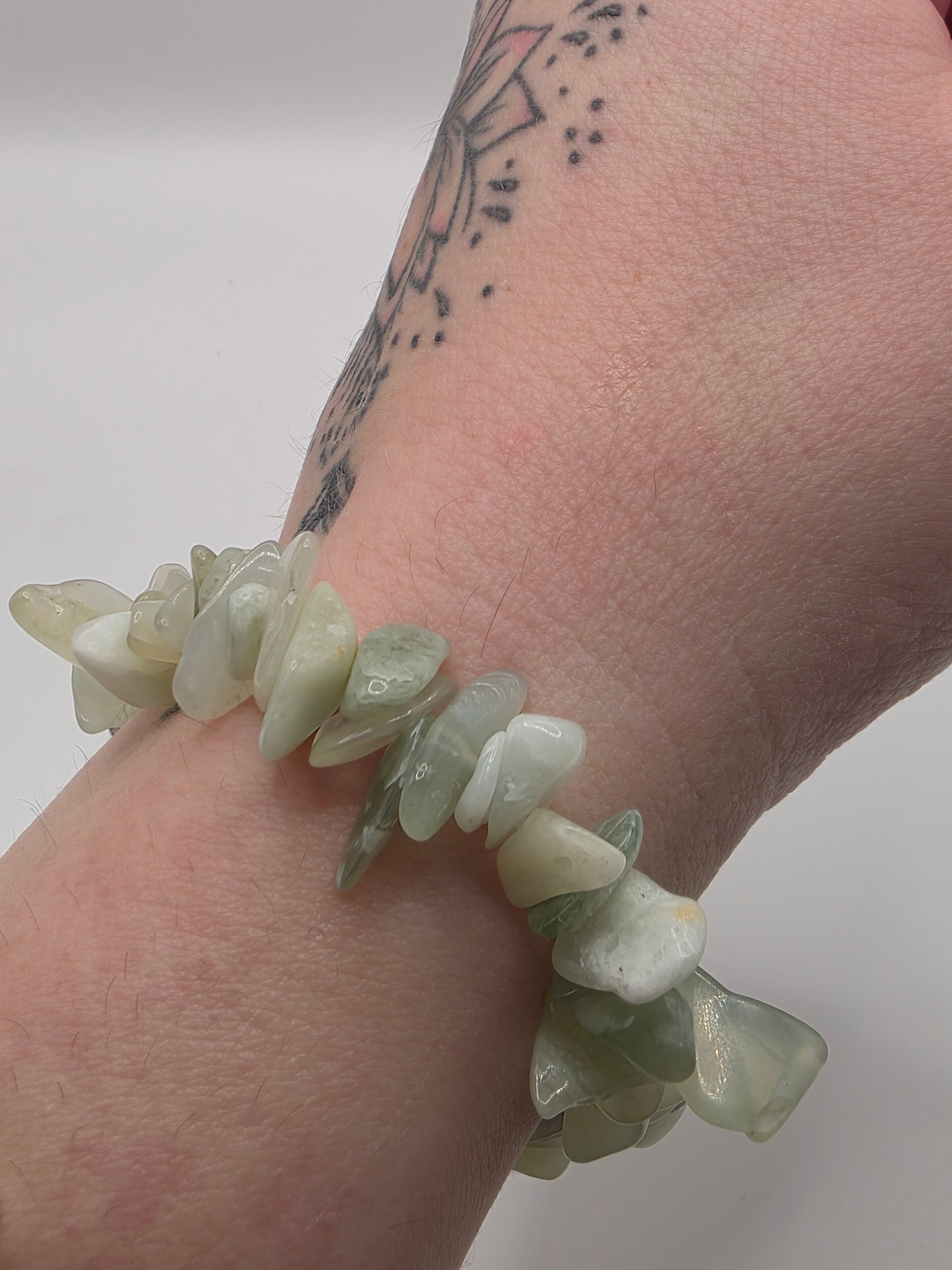 Jade Chip Bracelet – Double Strung – Good Luck & Harmony – Crystal Healing on the Go
