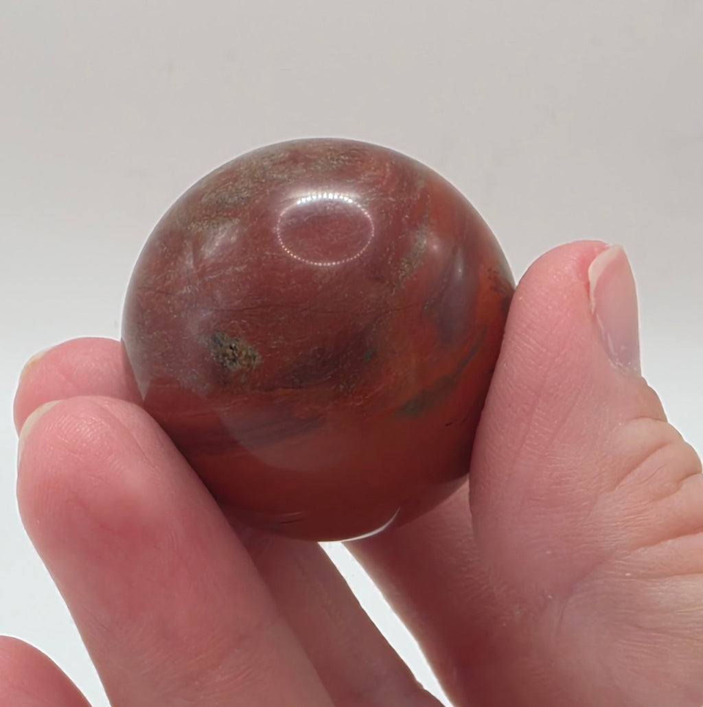 Red Jasper Crystal Sphere – 35mm – Polished – Grounding & Vitality