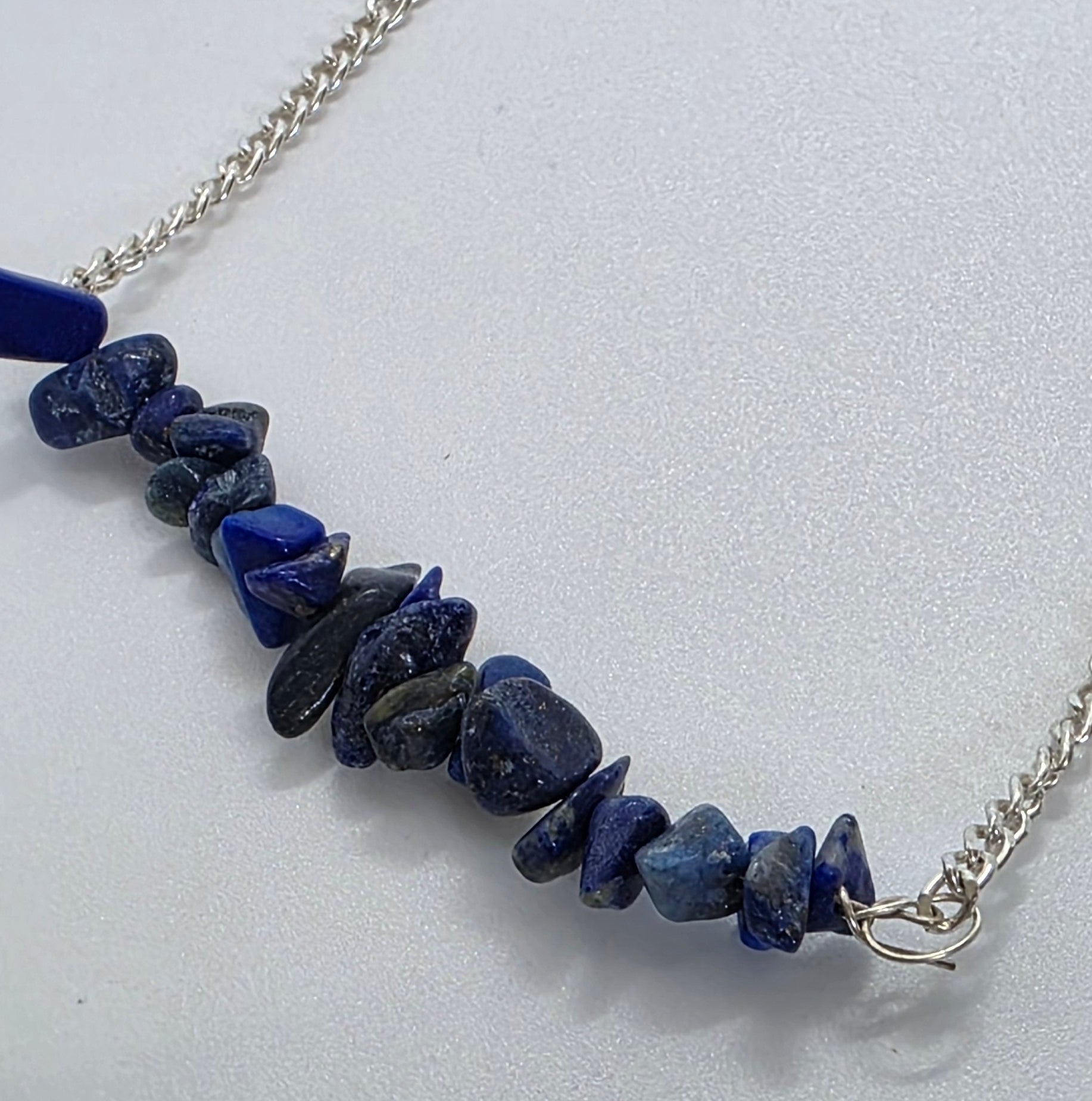 Lapis Lazuli – Silver Chain Chips Necklace – Natural Gemstone Chip Necklace