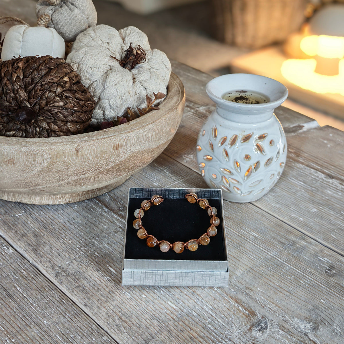 Copper & Natural Citrine Bracelet for Abundance
