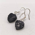 Black Tourmaline Heart Earrings – 925 Silver Dangle