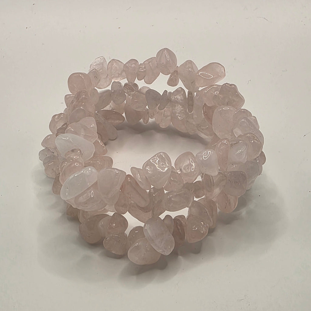 Rose Quartz Chip Bracelet – Double Strung – Self-Love & Heart Healing – Crystal Healing on the Go