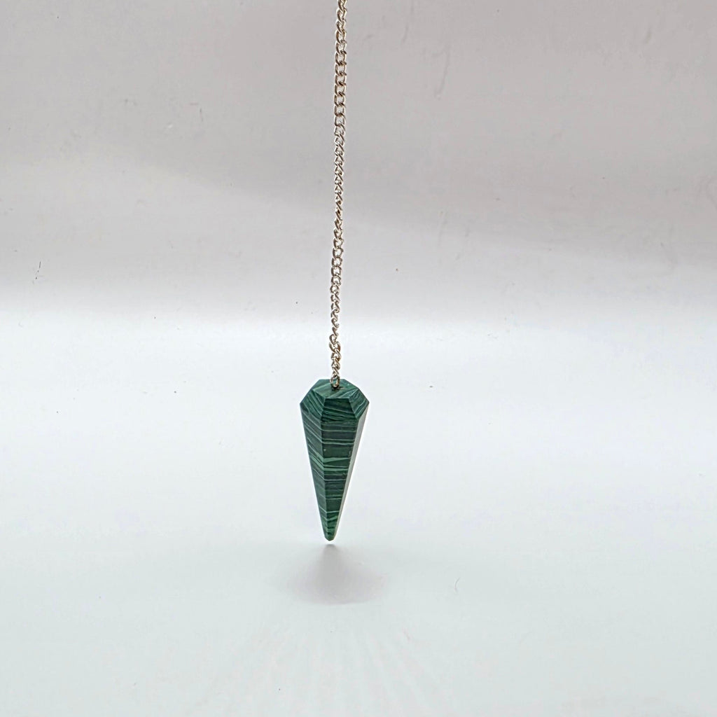 Malachite Pendulum – 6-Sided Faceted – Dowsing & Divination – Heart Chakra