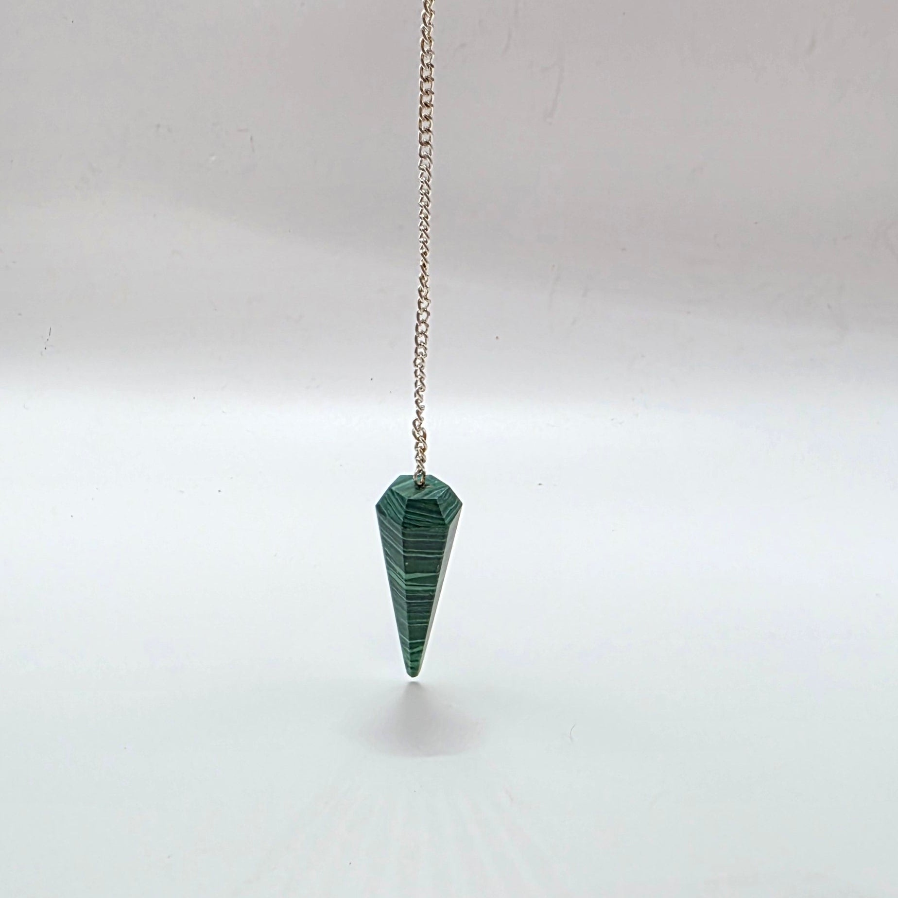 Malachite Pendulum – 6-Sided Faceted – Dowsing & Divination – Heart Chakra