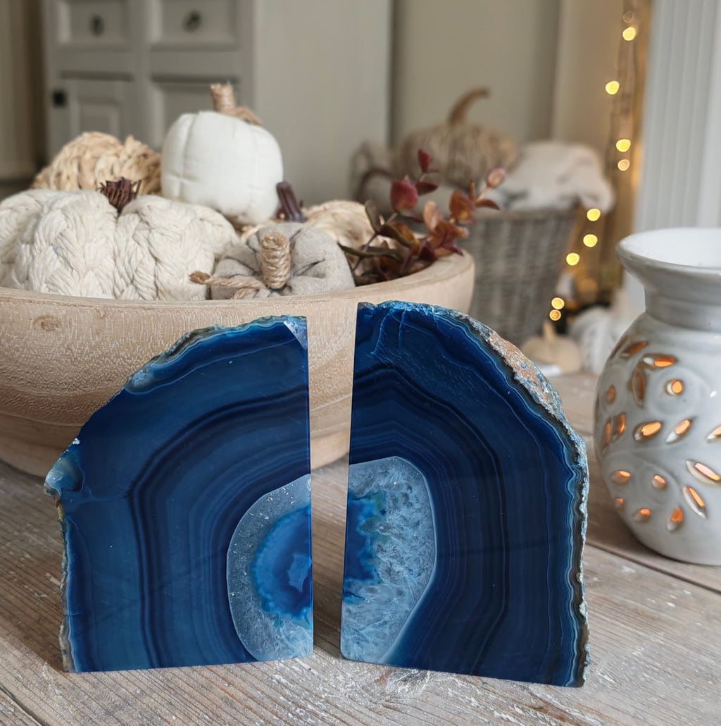 Deep Blue Agate Bookends – 1.4kg