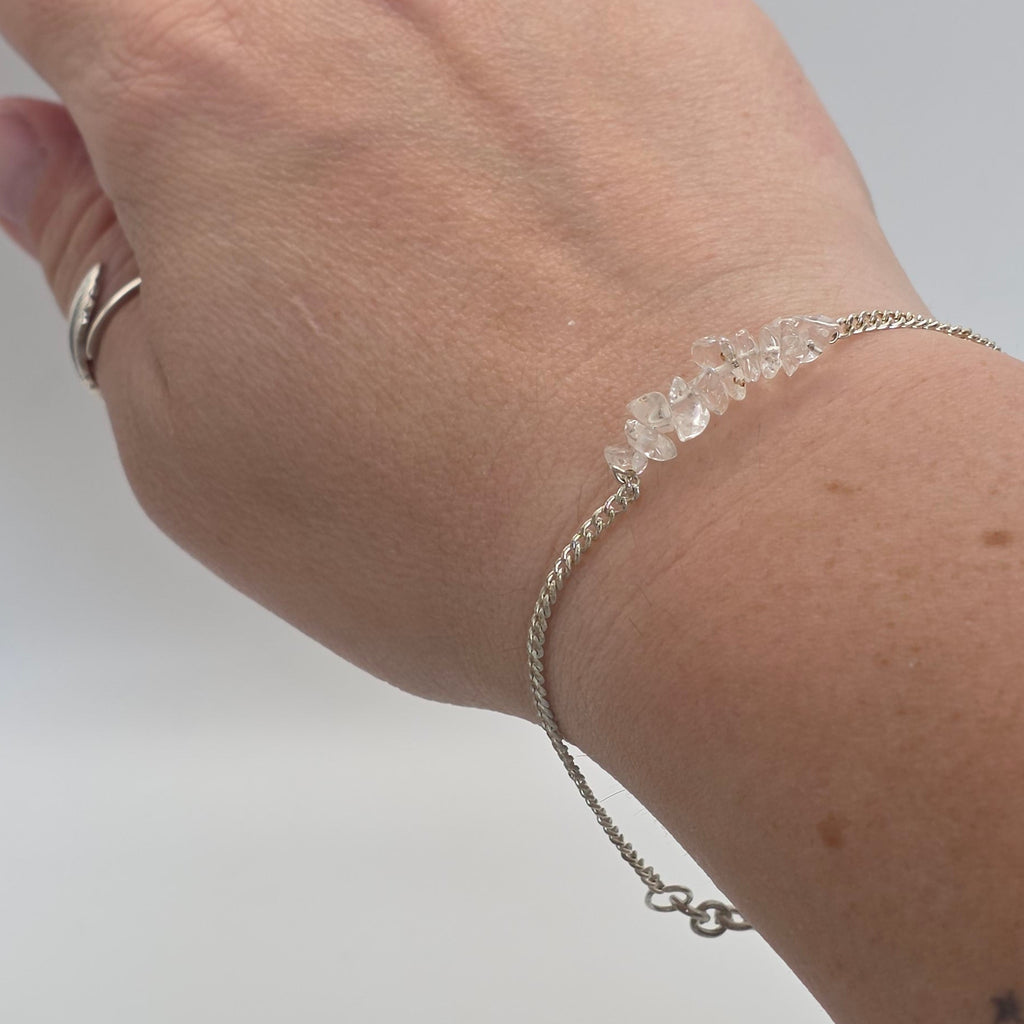 Silver Chain Chip Bracelet – Natural Gemstone Chip Bracelet – Choose Your Stone