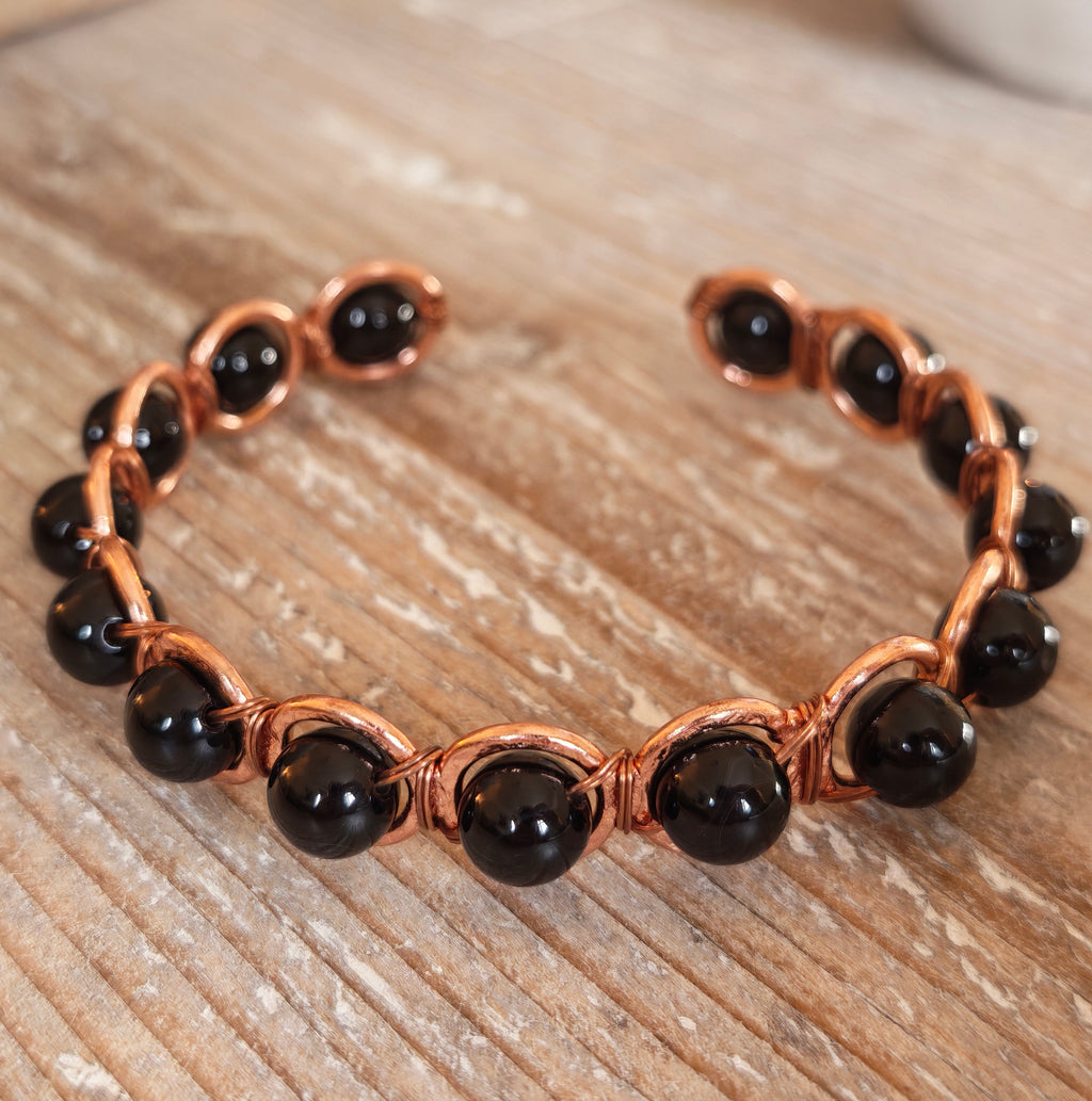 Copper & Black Obsidian Bracelet for Grounding | Inner Peace