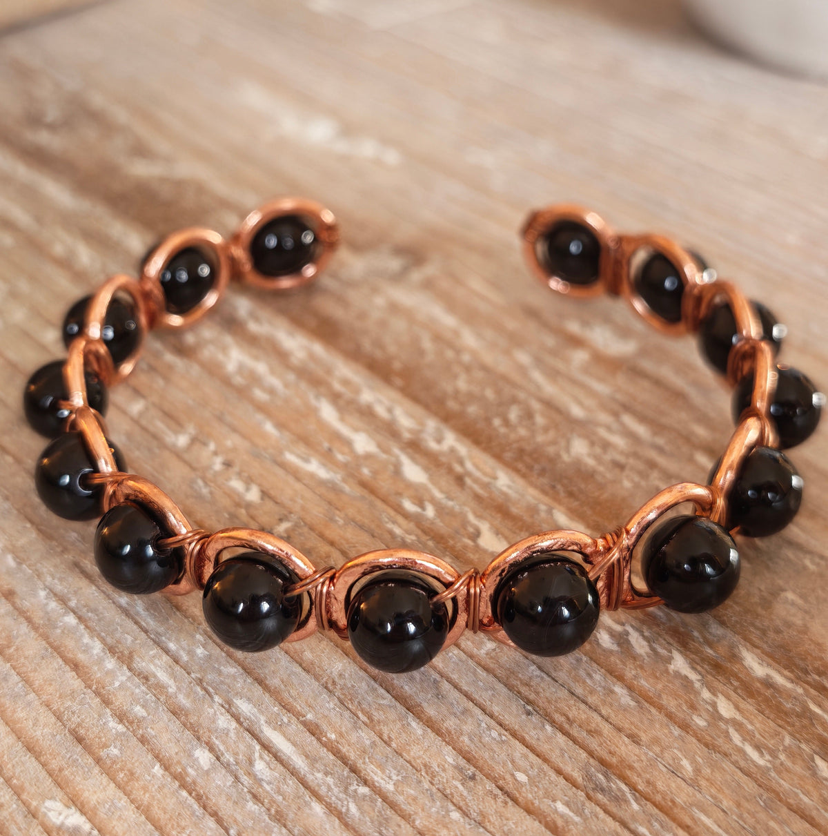 Copper & Black Obsidian Bracelet for Grounding | Inner Peace