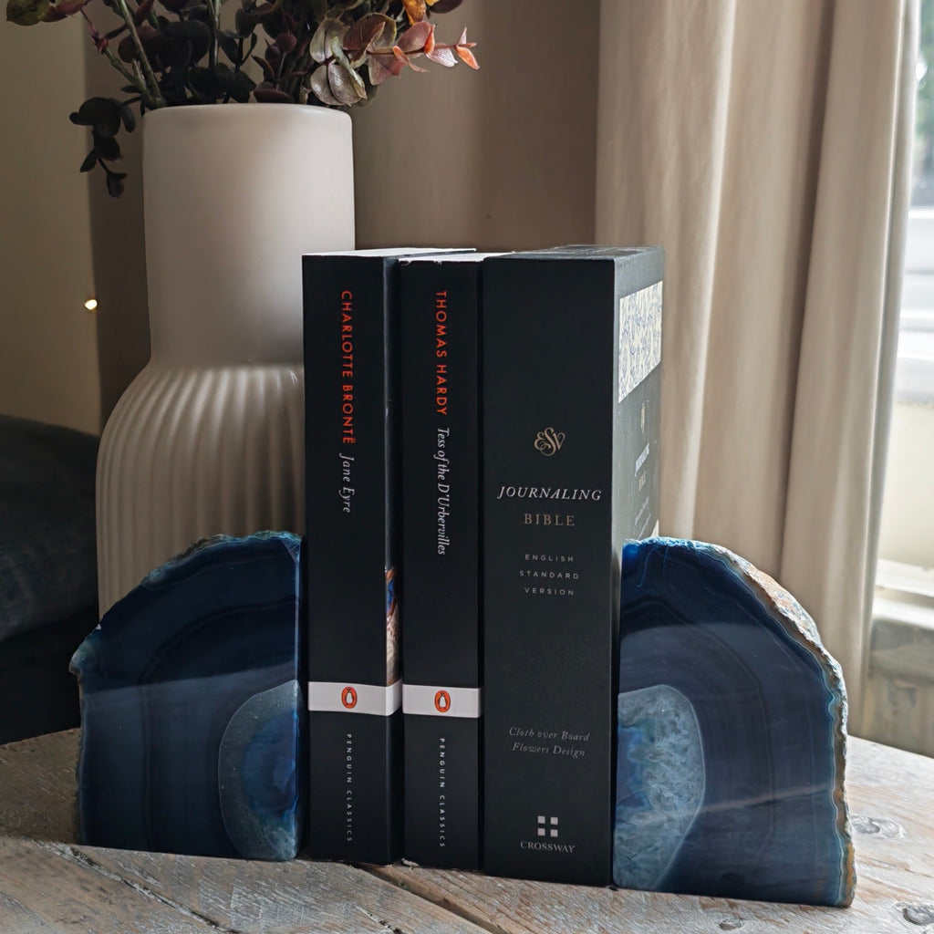 Deep Blue Agate Bookends – 1.4kg