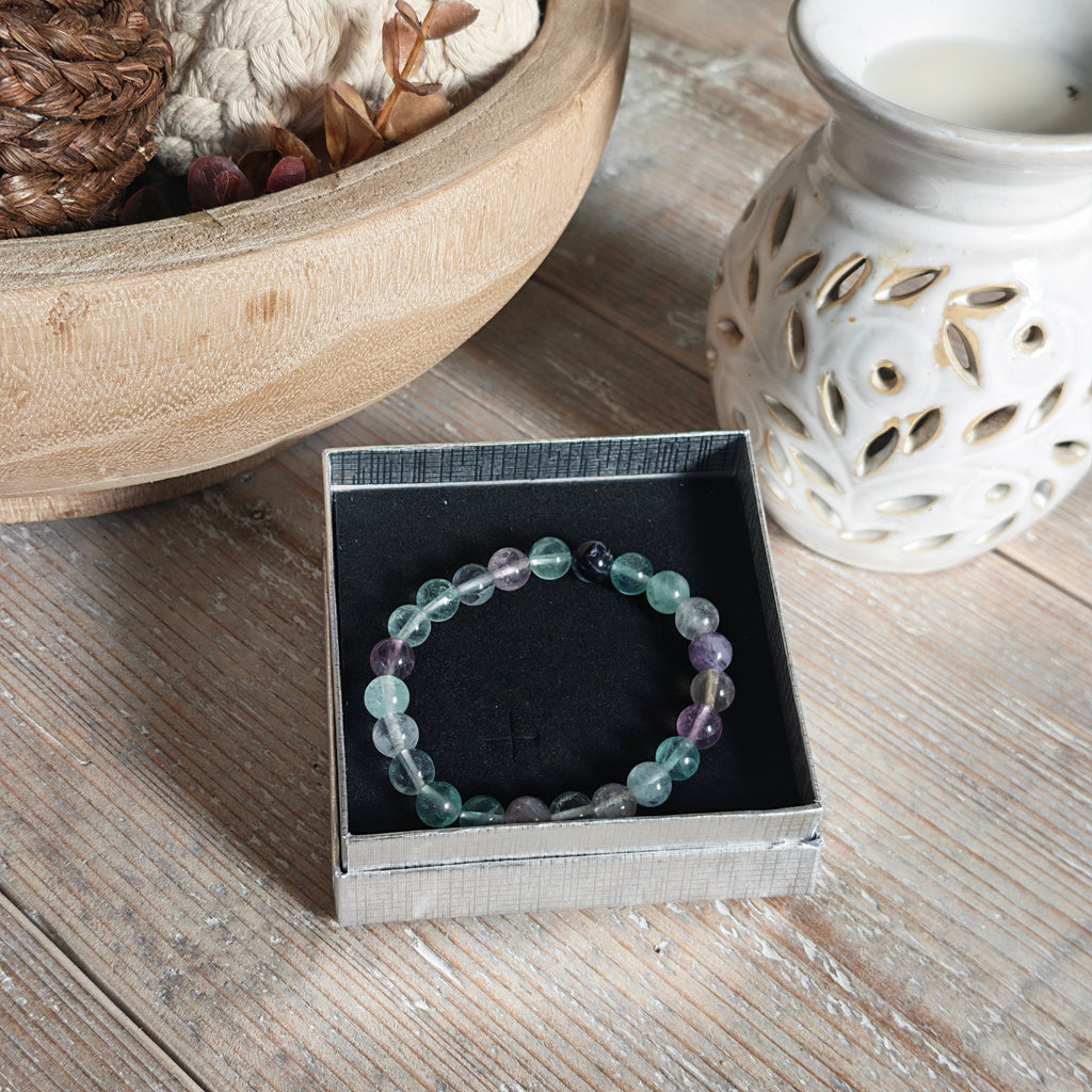 Fluorite Crystal Bracelet – 8mm Healing Gemstone