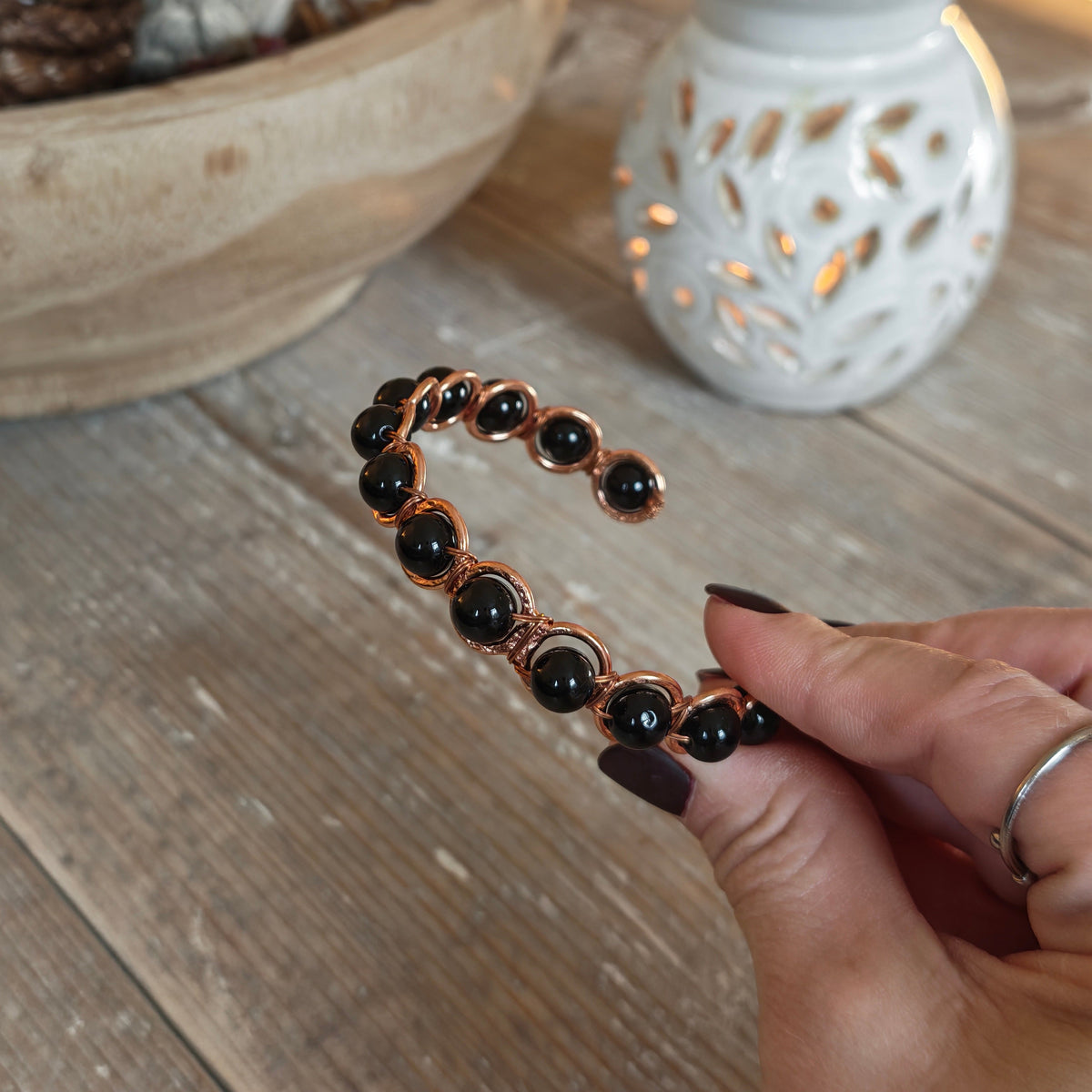 Copper & Black Obsidian Bracelet for Grounding | Inner Peace